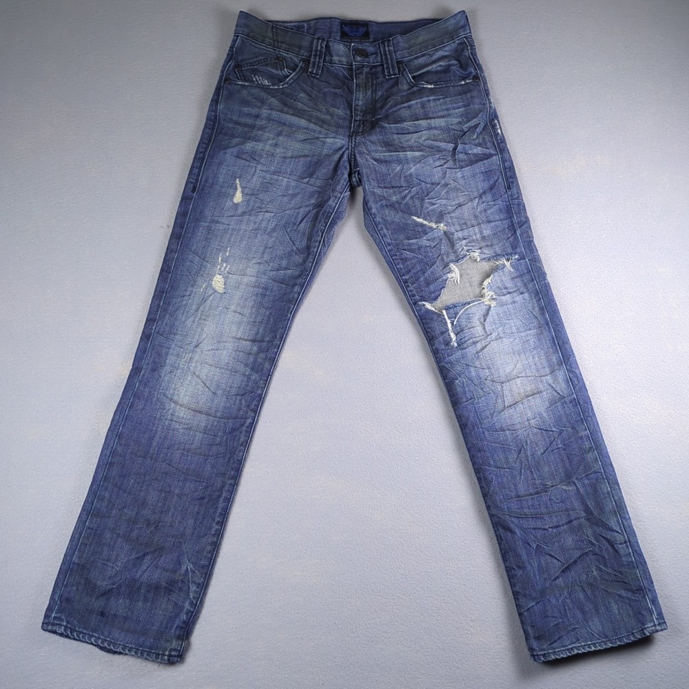 Rock & Republic Jeans Mens 30x30 Blue Dirty Denim Medium Wash Distressed Colburg